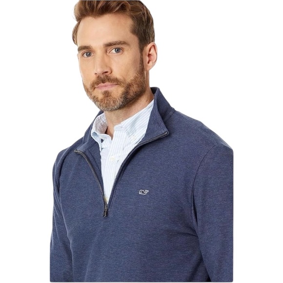 Men's Vineyard  Vines Performance Ribbed 
Quarter-Zip Pullover Sweater, Sz L - Picture 2 of 13